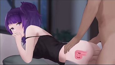 Cute girl getting filled up on the couch